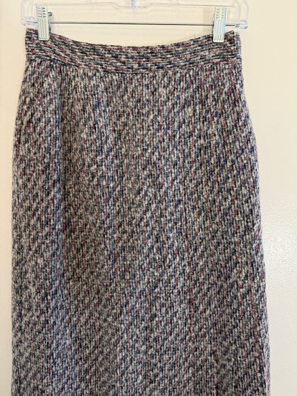Christian Dior Vintage Women’s A-Line Midi Tweed Wool Gray Pleated Skirt Size 8 - Picture 2 of 8